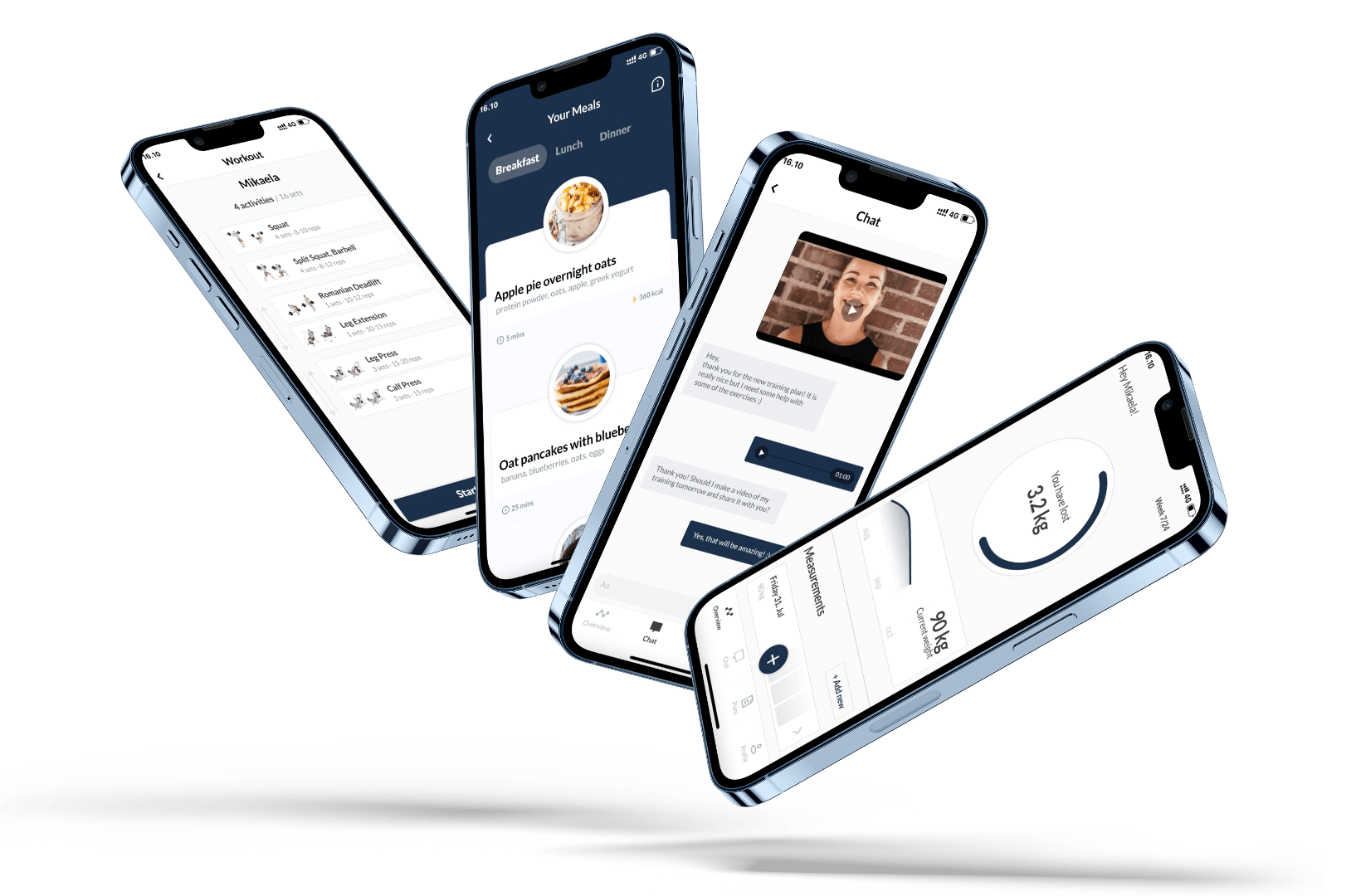 Phones showing features of the app